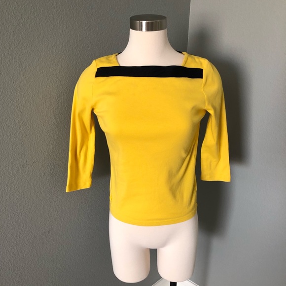Lauren Ralph Lauren Vintage Yellow/Black Boat Neck Blouse - Picture 8 of 16